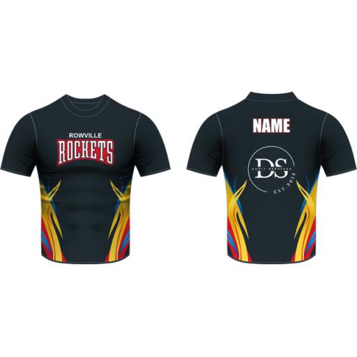 Rowville Rockets Warm Up Top (Black & Yellow)